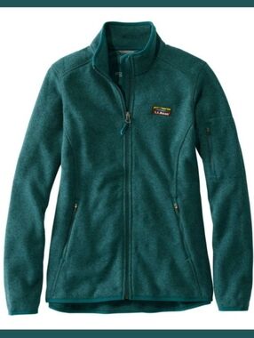 L.L.Bean Sweater Fleece Full-Zip Jacket In Green